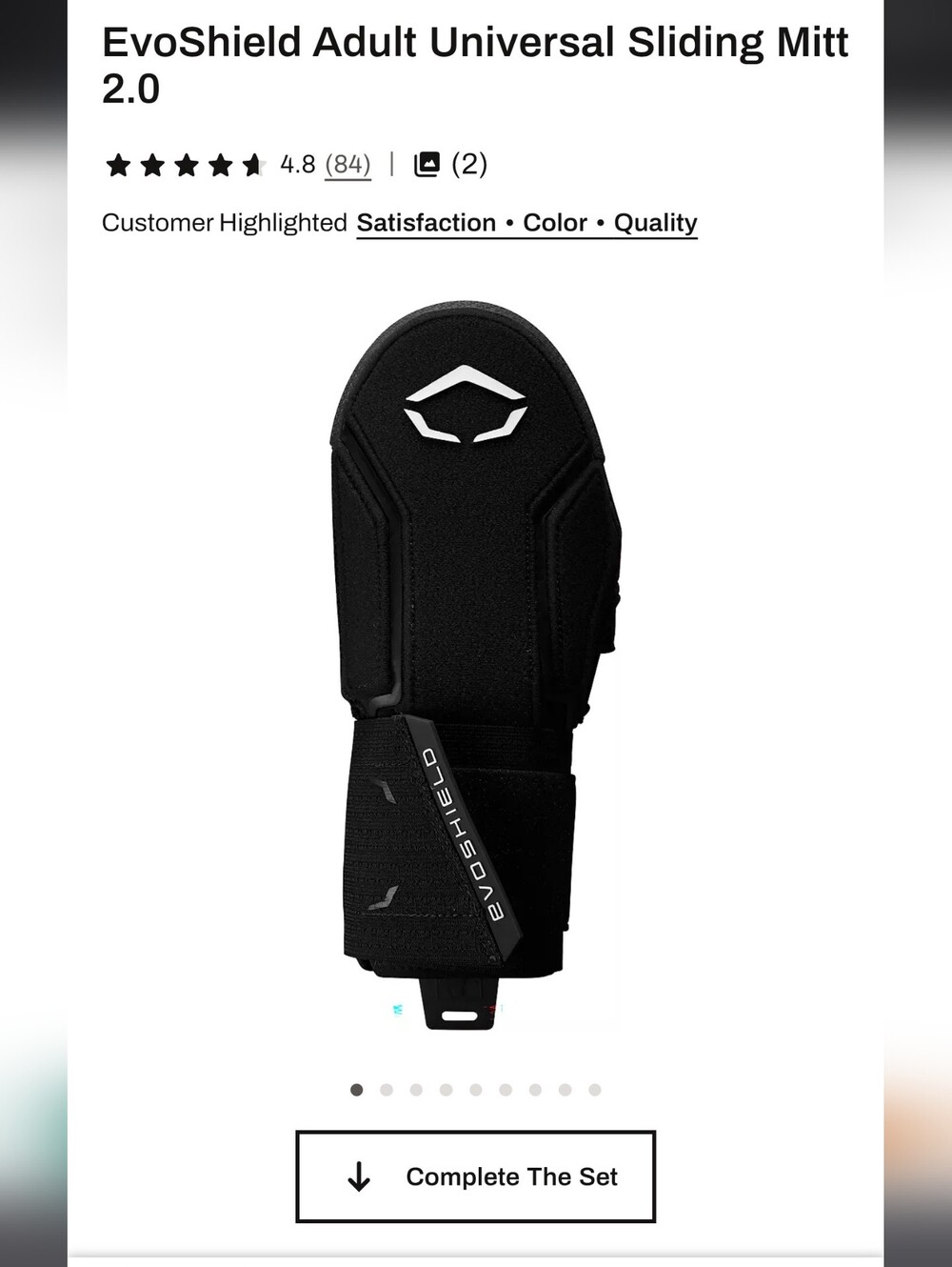 EvoShield Adult Universal Sliding Mitt 2.0 - Black. Fits Youth & Adult. Baseball